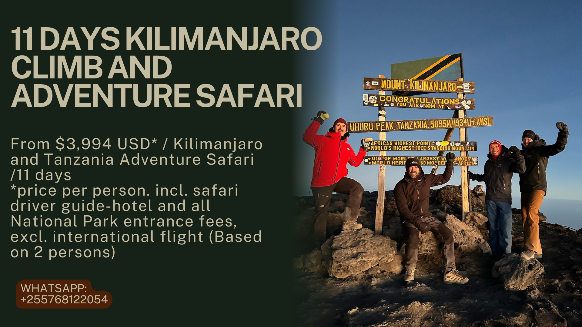 11 Days Kilimanjaro Climb and Adventure Safari